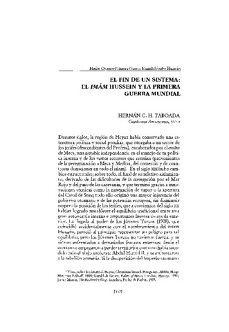 El fin de un sistema: El imām Hussein y la Primera Guerra Mundial